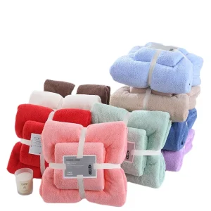 Multi color Coral Fleece Bath Towel Soft Microfiber Bathroom Towel Sets