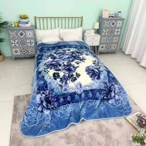 Multi color Flower Design 1 Ply 100% Polyester Raschel Blanket Woven Four Seasons Heavyweight Warm Soft Anti Dust Mite