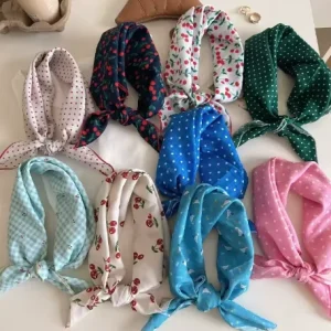 Multi color Fresh Floral Plaid Cotton Bandana Multi purpose Headscarf Neck Decor Spring Outing Market Bestie Photo Accessory