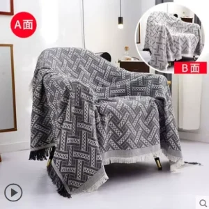 Multi-color Home Deco Camping Mat 130*180cm Gray Woven Jacquard Plain Throw Blankets