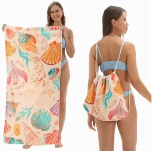 Multi functional Quick Dry Beach Towel Foldable Portable All in One Storage Bag Beach Bath Towel