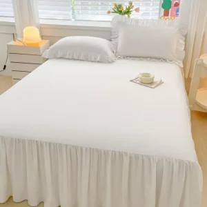 Multi size Solid Color Bed Skirt with Ruffle Edge Single Bed Skirt