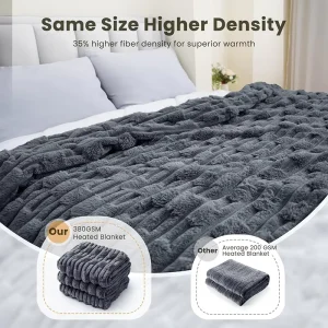 Multi speed Temperature Control Washable Soft and Skin friendly Long pile Faux Fur Rabbit Home Sofa Bed Electric Heating Blanket