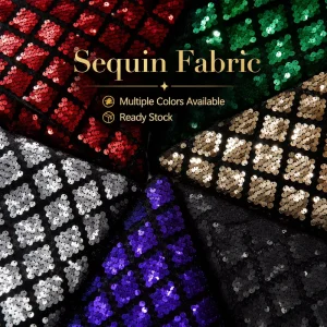 Multicolor Diamond Sequin Embroidered Mesh Fabric for Evening Dress Stage Costume and Party Decoration