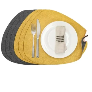 Multicolor Faux Leather Placemats Set Waterproof Table Mats Non Slip Oval Place Mats and Coasters Dining Table Mat Cup Coasters