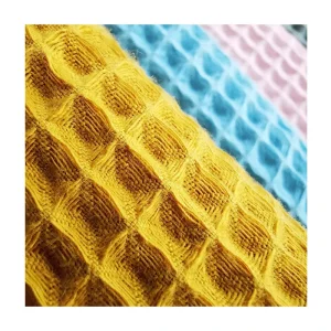 Multicolor Organic 100% Cotton Waffle Woven Dyed Jacquard Fabric for Clothing