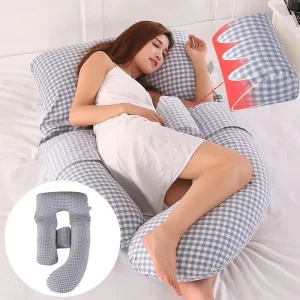 Multifunctional G shape Detachable Pure Cotton Maternity Pillow for Waist & Belly Support