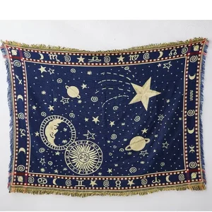 Multifunctional Jacquard Woven 2Ply Tapestry Blanket Washable European Constellation Starry Sky Sofa Cover