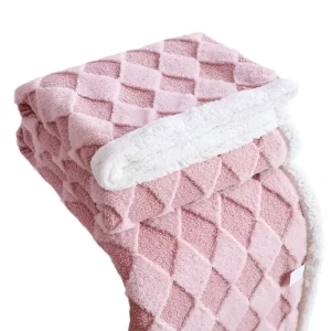 Multifunctional Lamb Fleece Flannel Blanket Solid Pattern Raschel Knitted for Home or Office Single or Double