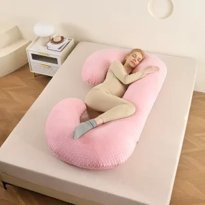 Multifunctional Modern C Shape Detachable Waist Belly Support Side Sleeping Pure Color Polyester Cotton Maternity Pillow