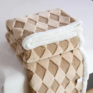 Multifunctional Thai Rabbit Fur Raschel Blanket Single Double Solid Color Lamb Fleece Flannel Blanket