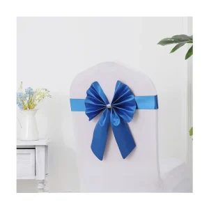 Multiple Colors Polyester Satin Luxury Party Banquet Decoration Chair Bows No Need Tie Satin Chair Sashes for Chair Cover