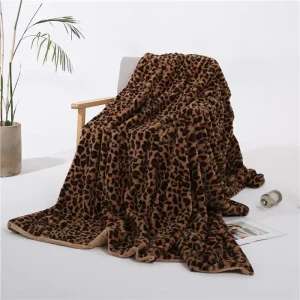 Multiple Colors and Patterns Can Be Customized Leopard Printed Rabbit Faux Fur Flannel Blanket