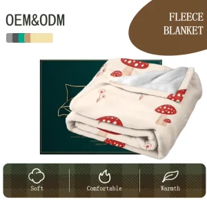 Mushroom Throw Blanket Soft Warm Fleece Plush Cozy Eco Friendly Portable All Seasons Airplane Gift for Women & Kids