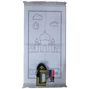 Muslim Kids Learning Carpet Coloring Prayer Mat with Pen Gift Set