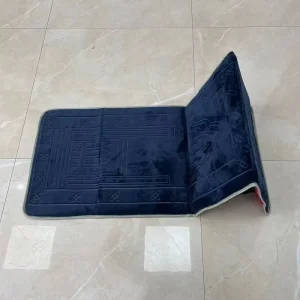 Muslim Kilim Foldable Prayer Mat Pocket Backrest Low Pile Polyester Material Non-Slip Backing for Travel Car Home Use