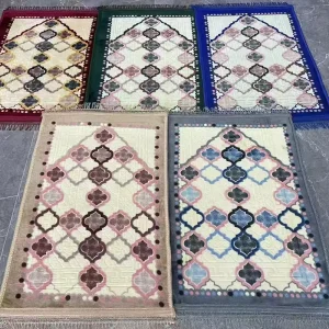 Muslim Prayer Rug Islamic Worship Mat 3’x5′ Low Pile Polyester Machine Made Soft Anti Slip Carpet for Camping Home Travel