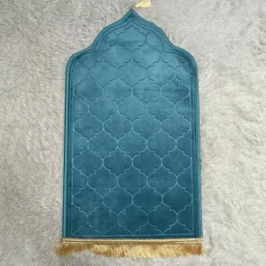 Muslim Prayer Rug Mat with Embossed Design Comfortable Islamic Crystal Velvet Prayer Mat for Home & Mosque