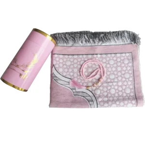 Muslim Prayer Rug and Beads Elegant Gift Box Janamaz Sajadah Soft Islamic Prayer Mat Washable Travel and Camping 3pcs