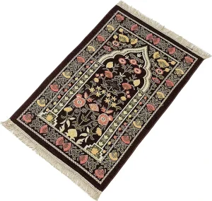 Muslim Praying Rug Portable Folding Prayer Carpet Anti Slip Cotton Polyester Travel Praying Rug for Church Home Hall Camping