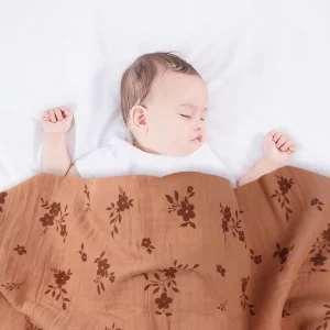 Muslin Baby Swaddle Blanket 100% Cotton Plant Pattern 120x120cm Eco-Friendly Anti-Bacteria