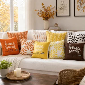 Mustard Yellow Throw Pillow Cover Soft Polyester Home Sweet Home Lettering Decorative Cushion Case Pillow Shell for Bed