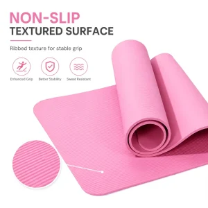 NBR Yoga Mat 183x61cm 8/10/15mm Extra Thick Non Slip for Yoga Pilates Home Workout Portable with Carry Bag