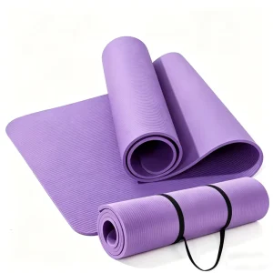 NBR Yoga Mat Pilates & Exercise Mat Thick Mat (8/10/15mm) Workout Mat with Easy Cinch Carrying Strap for Home & Gym Workouts