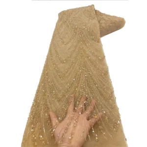 NI.AI French Mesh African Embroidery Beaded Lace Fabric With Sequins Nigerian Fabric for Wedding Dress