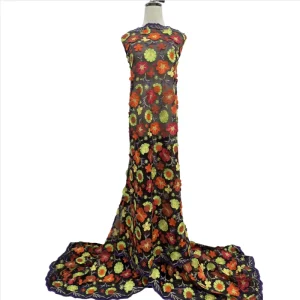 NI.AI New Arrival Luxury Floral Rhinestone Tulle Lace Fabric for African Women Wedding Party Dresses
