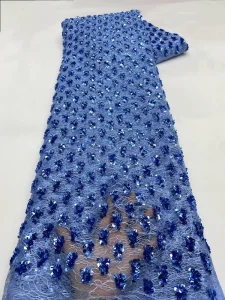 NI.AI New Design Beaded Net Lace Bridal Mesh with Embroidered Pearl Lace Fabric With Pearls for Wedding Dress Materials