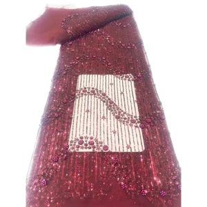 NI.AI New Design Sequins Net Lace Fabri Light Weight Mesh Net Lace Beaded Lace Fabric for Wedding Party