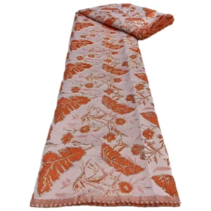 NI.AI Nigerian Brocade Jacquard Organza Lace Fabric Damask Jacquard Fabric Woven Brocade Cotton Jacquard Lace for Women’s Dress