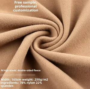 Naked High Elastic Double sided Fleece Heavyweight 250g Sports Fabric for Yoga Apparel