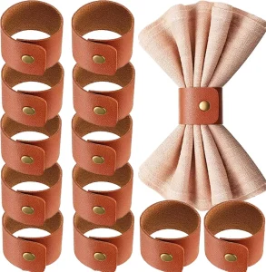 Napkin Holder for Table Decor PU Leather Napkin Ring Clip Luxury Napkin Ring for Wedding Party Decorations Kitchen Hotel