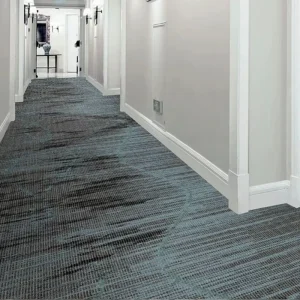 Narrow Printed Cut Pile Geometric Runner Hotel Hallway Broadloom Carpet Reversible Washable Anti static Custom Length
