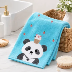 Natural 25*50cm 47g Cotton Skin Friendly Absorbent Children Towel for Kids Face Washing and Sweat Cleaning