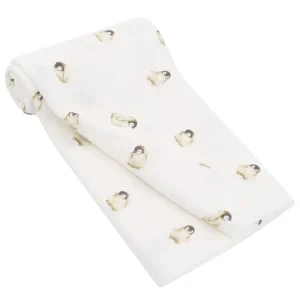 Natural Bamboo Fiber Cotton Penguin Print Newborn Baby Muslin Swaddle Blanket Wrap Receiving Shower Gift
