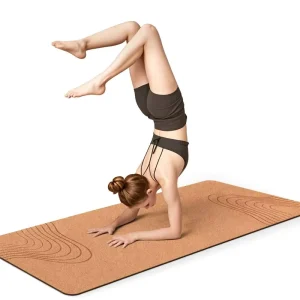 Natural Cork Rubber Yoga Mat 5mm Thick High Density Non Slip Eco Friendly Shock Absorbing Fitness Meditation Exercise Mat