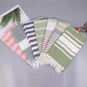 Natural Cotton Turksih Beach Towel Fringe Knotted