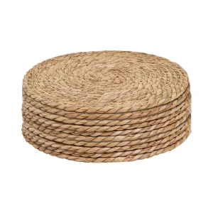 Natural Hand Woven 10″ 12″ Cattail Placemats Rustic Braided Wicker Table Mats Farmhouse Weave Place Mats Plates