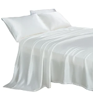 Natural Handmade 19mm Charmeuse Baby Silk Bedding Woven Charmeuse Silk Flat Sheet and Fitted Sheet with Pillow Case
