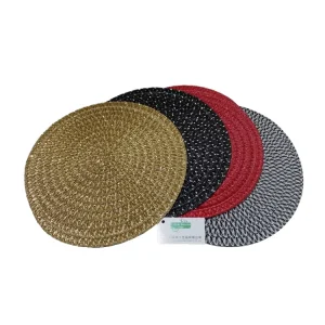 Natural Handmade Multiple Colors Cotton Rope Woven Round Coasters Dining Placemats Cotton Rope Table Mat