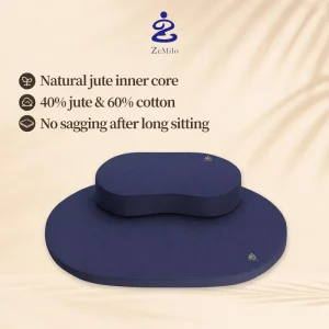 Natural Hemp Cotton Oval Ellipse Meditation Cushion Set Organic with 15 Degree Incline Slope for Daily Floor