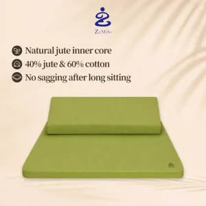 Natural Hemp Cotton Portable Crescent Meditation Mats Cushion with 15 Degree Incline Slope for Posture