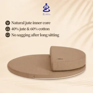 Natural Hemp Cotton Round Circular Floor Cushions Meditation with Non Sagging Posture Support for Studio