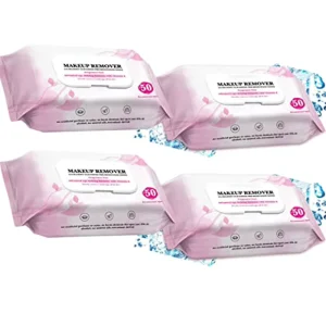 Natural Hypoallergenic Makeup Remover Wipes Alcohol-Free Gentle Facial Wipes Soft Wet Tissues for Sensitive Skin Cleaning