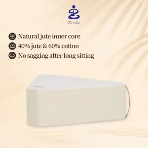 Natural Jute Cotton Triangular Meditation Cushion with 15 Degree Incline Slope for Yoga Studio Practice
