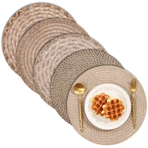 Natural Jute Placemats Non Slip Heat Resistant Woven Round Placemat for Party Wedding Kitchen Dining Table Mats