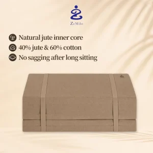 Natural Linen Cotton Foldable Multi Purpose Zen Sitting Cushion with Removable Washable Cover
